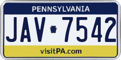 PA license plate JAV7542