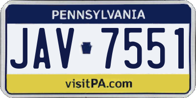 PA license plate JAV7551
