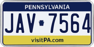 PA license plate JAV7564