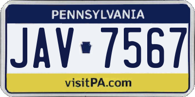 PA license plate JAV7567
