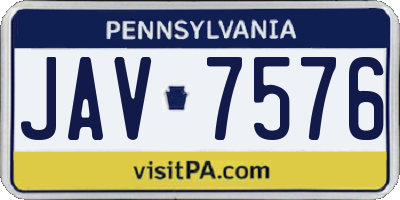 PA license plate JAV7576