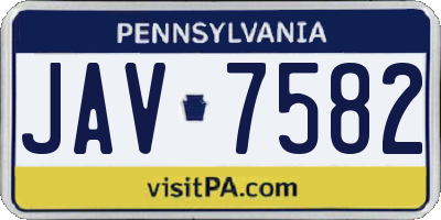 PA license plate JAV7582