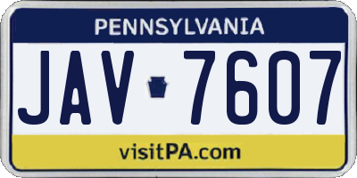 PA license plate JAV7607