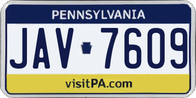 PA license plate JAV7609