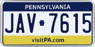 PA license plate JAV7615