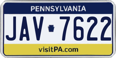 PA license plate JAV7622