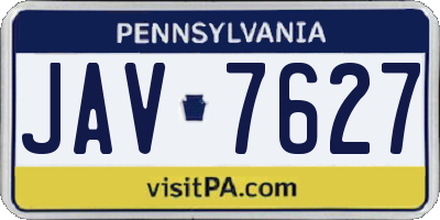 PA license plate JAV7627