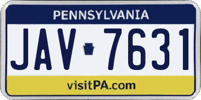 PA license plate JAV7631