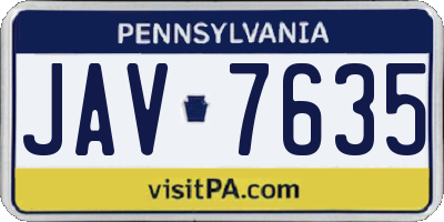 PA license plate JAV7635