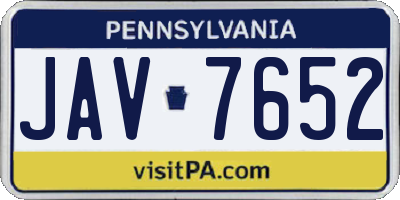 PA license plate JAV7652