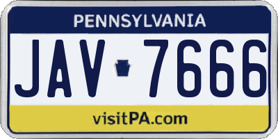 PA license plate JAV7666
