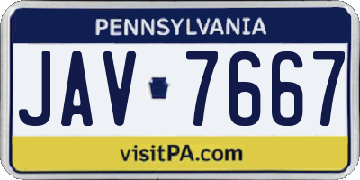 PA license plate JAV7667