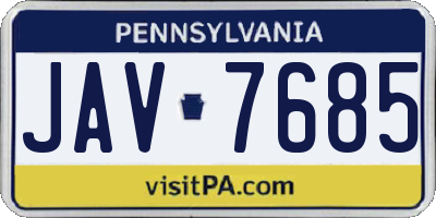 PA license plate JAV7685