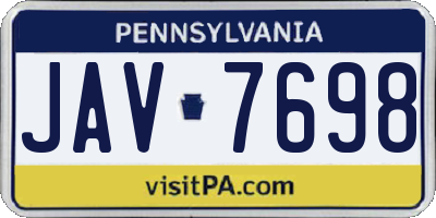 PA license plate JAV7698