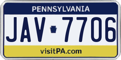 PA license plate JAV7706