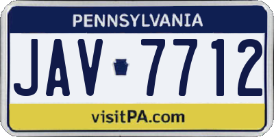 PA license plate JAV7712