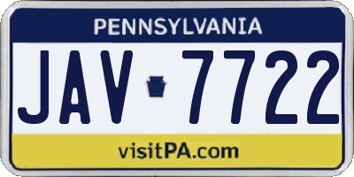 PA license plate JAV7722