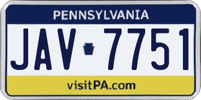 PA license plate JAV7751