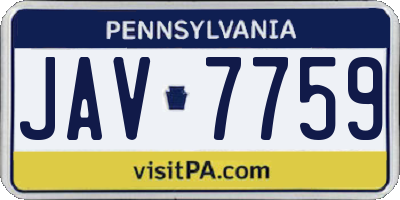 PA license plate JAV7759