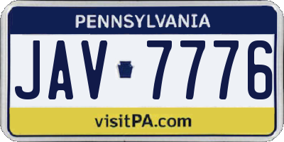 PA license plate JAV7776