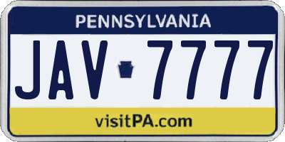 PA license plate JAV7777