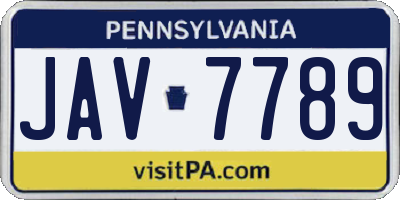 PA license plate JAV7789