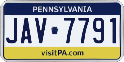 PA license plate JAV7791