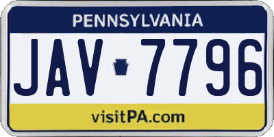 PA license plate JAV7796