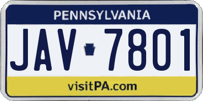 PA license plate JAV7801