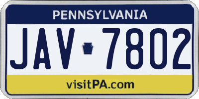 PA license plate JAV7802