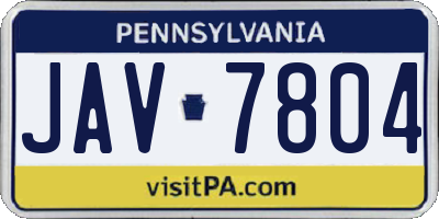 PA license plate JAV7804