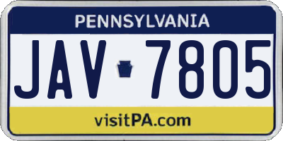 PA license plate JAV7805