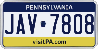 PA license plate JAV7808