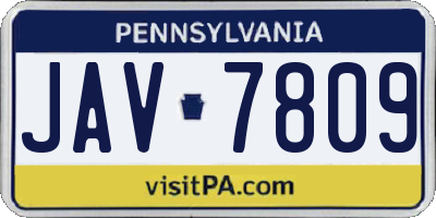 PA license plate JAV7809