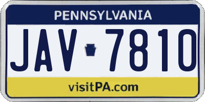 PA license plate JAV7810