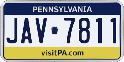 PA license plate JAV7811