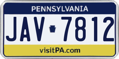 PA license plate JAV7812