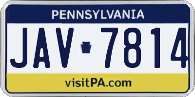 PA license plate JAV7814