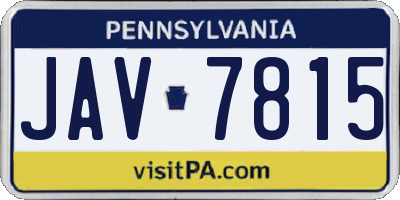 PA license plate JAV7815