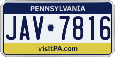 PA license plate JAV7816