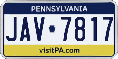 PA license plate JAV7817