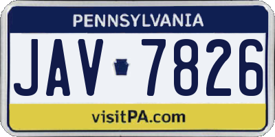 PA license plate JAV7826