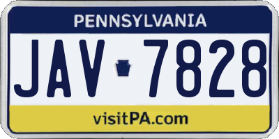 PA license plate JAV7828