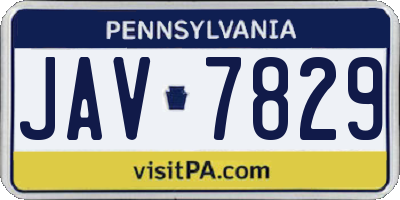 PA license plate JAV7829