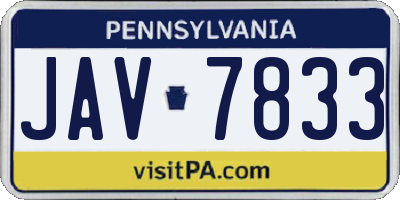 PA license plate JAV7833