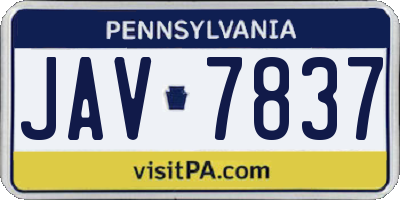 PA license plate JAV7837