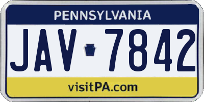 PA license plate JAV7842