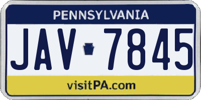 PA license plate JAV7845