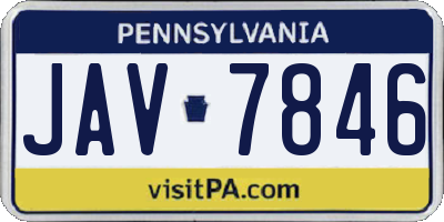 PA license plate JAV7846