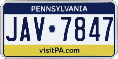 PA license plate JAV7847